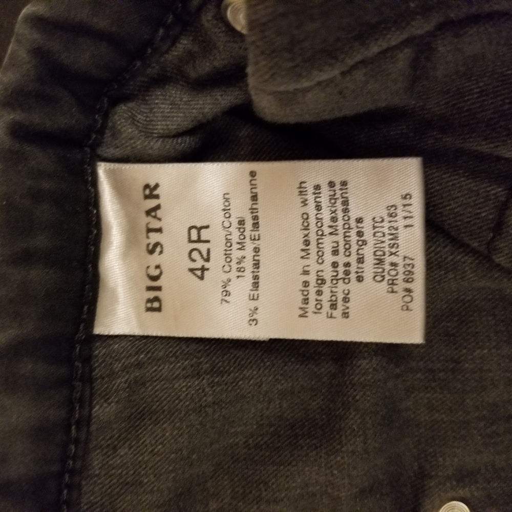 42R Smokey gray Big Star slacks